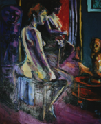 Akt mit Interieur vorm Spiegel - 120 x 100 Acryl 2008