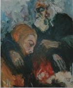 Abraham tröstet Lea - 120 x 100 Arcyl 1997