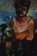 Der Maskenhändler - 100 x 80 Acryl 1999